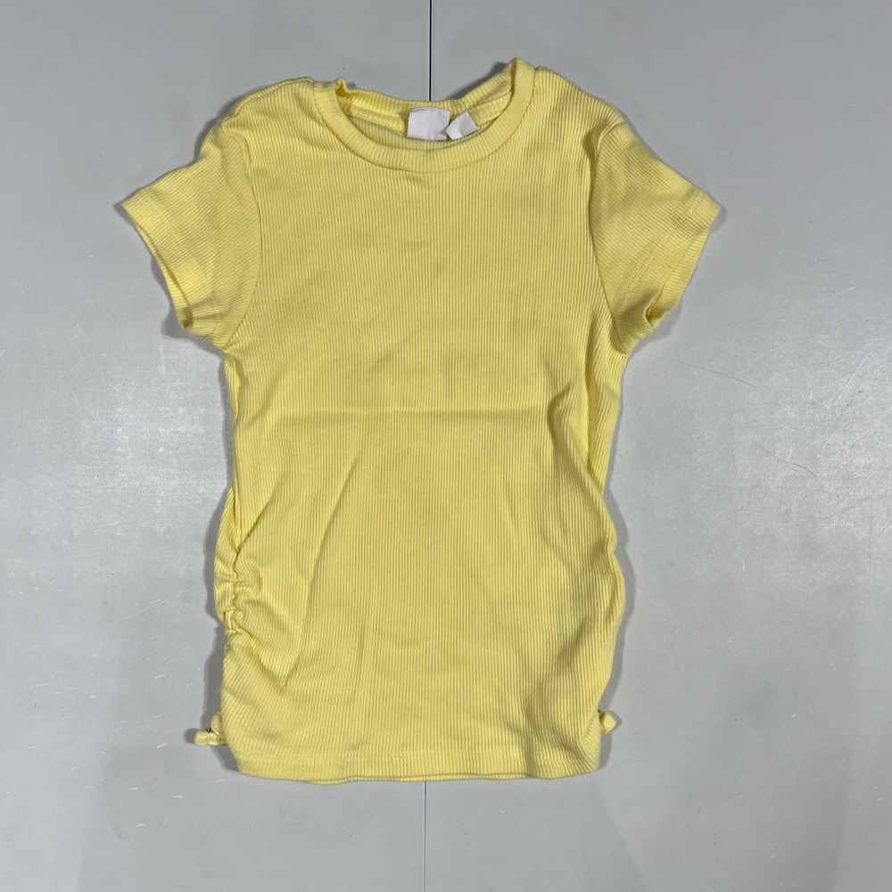 Gap Kids Girls Yellow Ribbed Ruched Side Short Sleeve Top Size Small 6 7 Preppy
